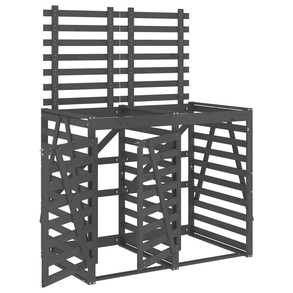 Stockage de récipient vidaxl Double pin solide gris gris