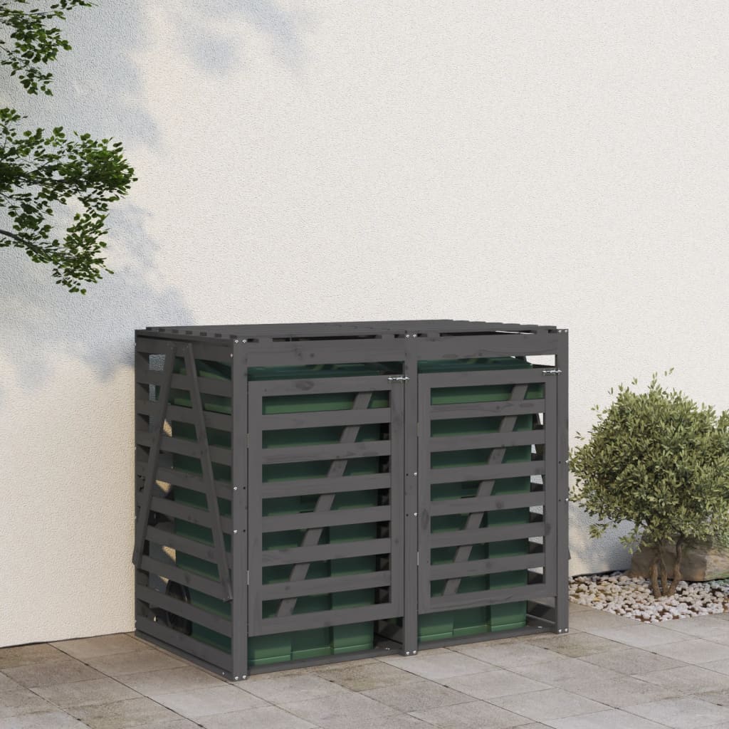 Stockage de récipient vidaxl Double pin solide gris gris