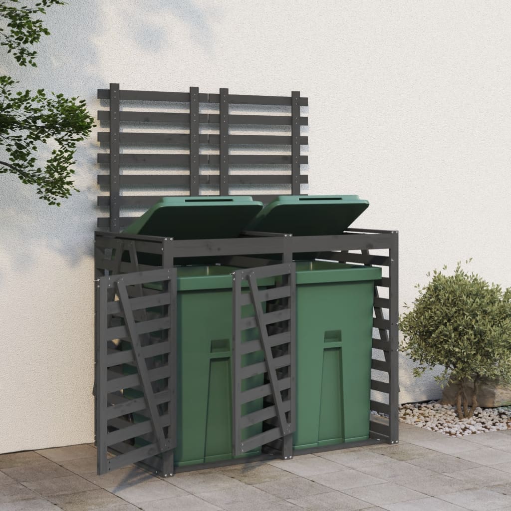 Stockage de récipient vidaxl Double pin solide gris gris