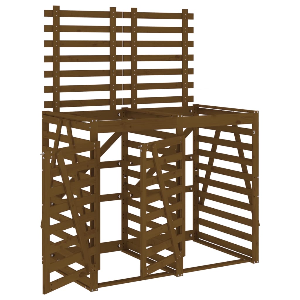 Stockage de récipient vidaxl Double pin solide miel marron