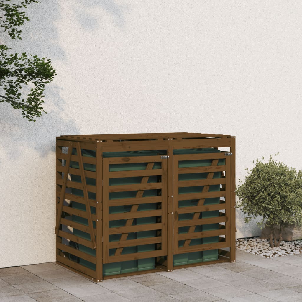 Stockage de récipient vidaxl Double pin solide miel marron