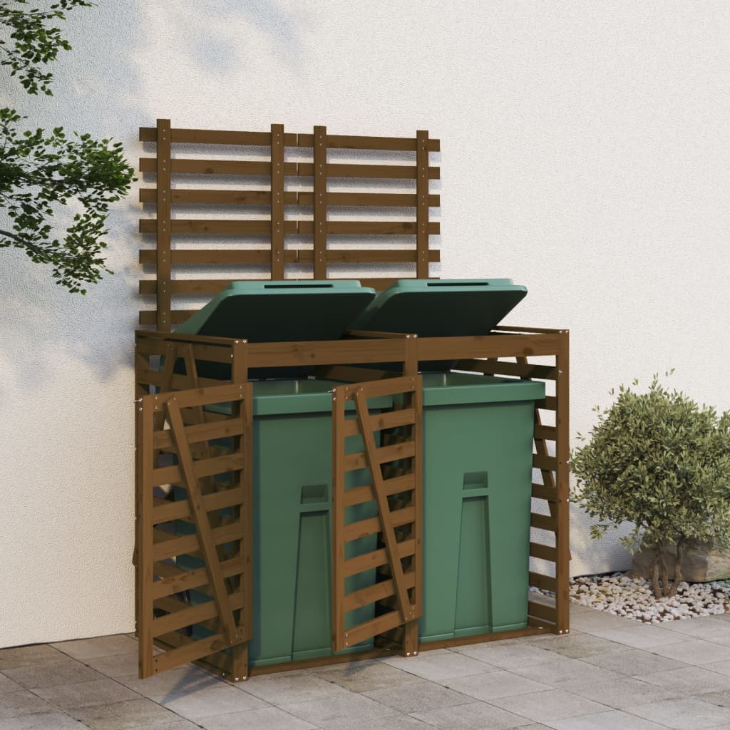 Stockage de récipient vidaxl Double pin solide miel marron