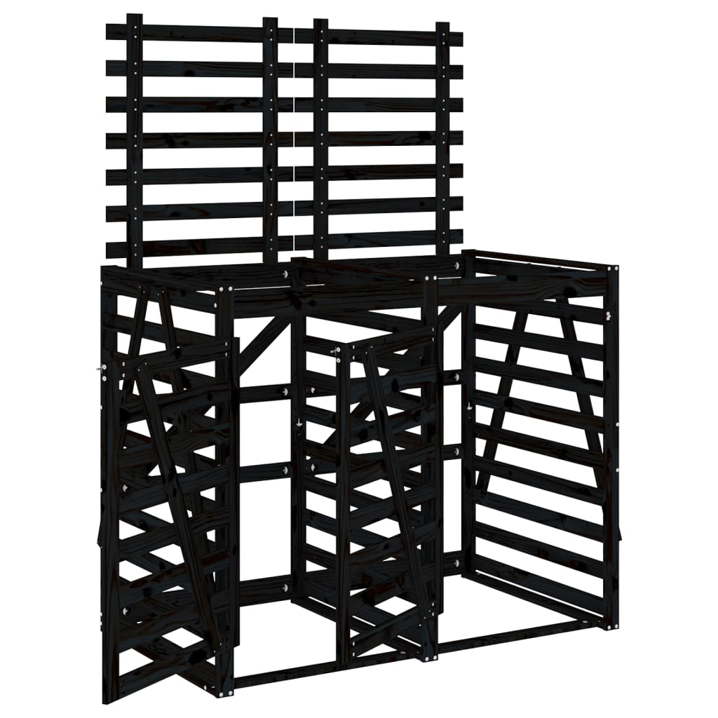 Stockage de conteneur vidaxl double pin solide noir