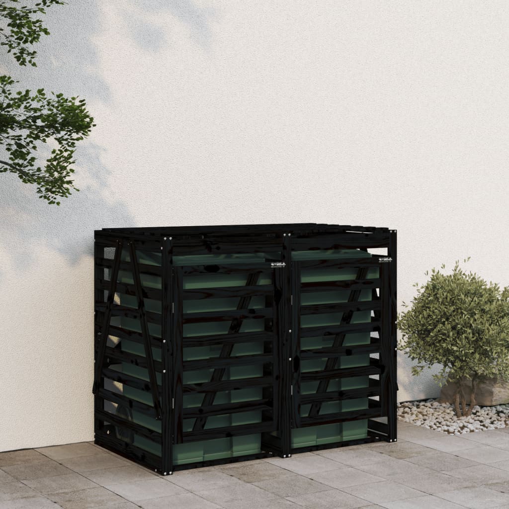 Stockage de conteneur vidaxl double pin solide noir