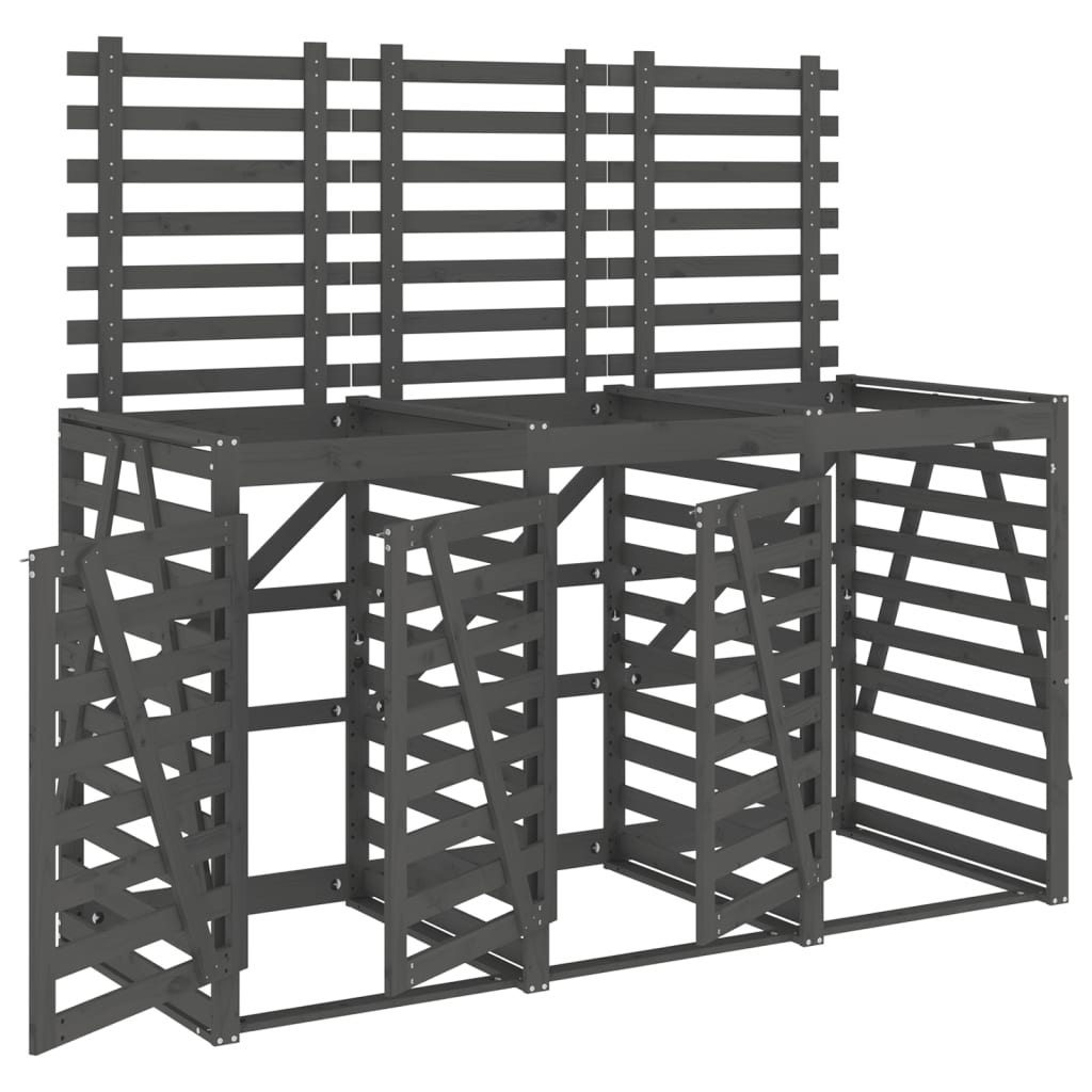 Stockage de récipient vidaxl triple pine solide gris gris