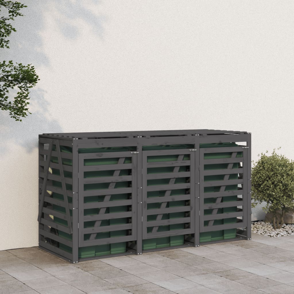 Stockage de récipient vidaxl triple pine solide gris gris
