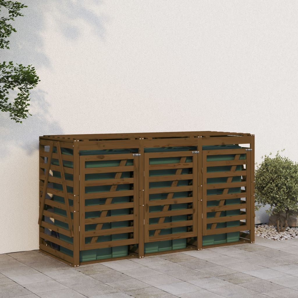 Stockage de conteneurs vidaxl triple pine solide miel brun