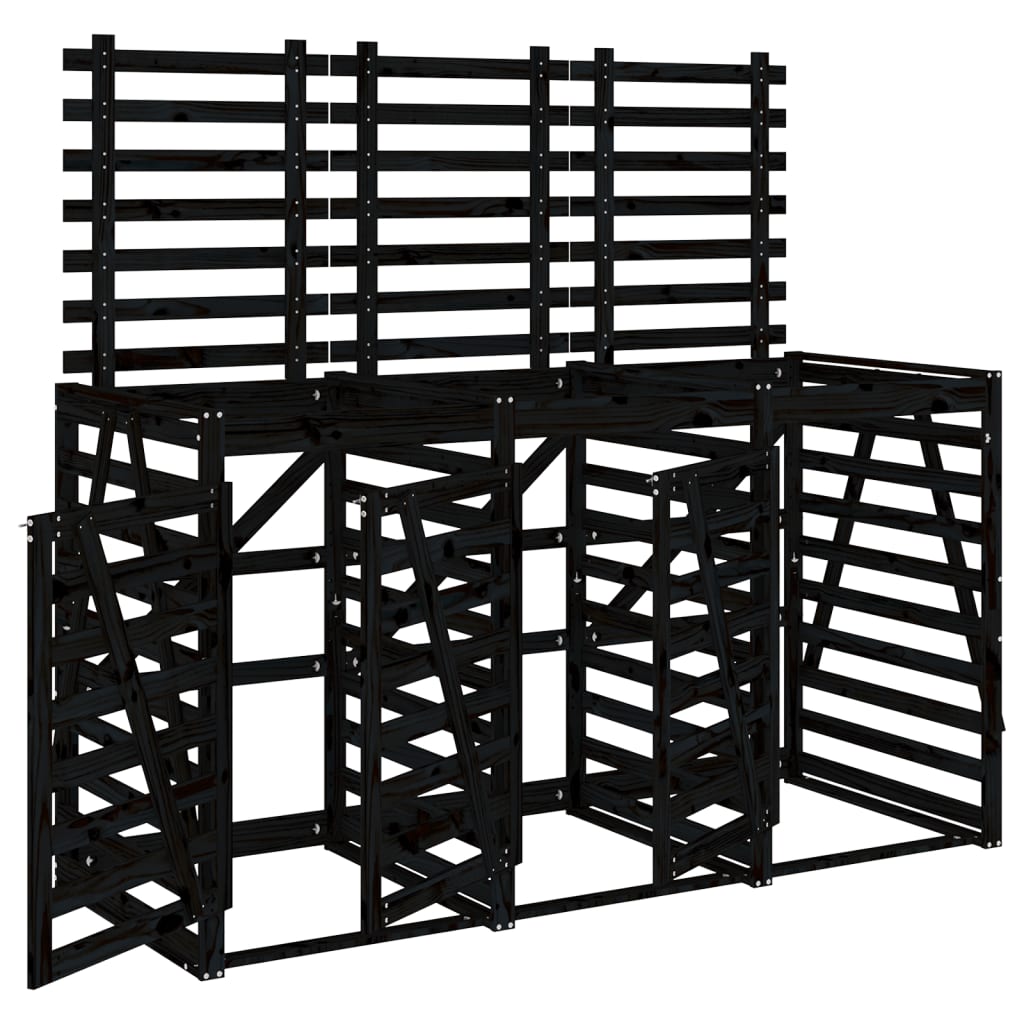 Stockage de conteneur vidaxl triple pin solide noir