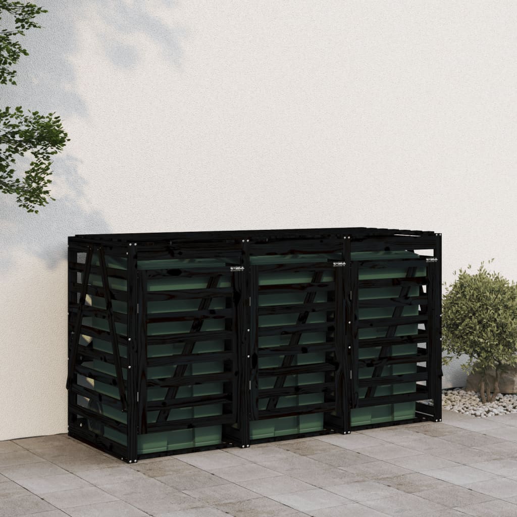 Stockage de conteneur vidaxl triple pin solide noir
