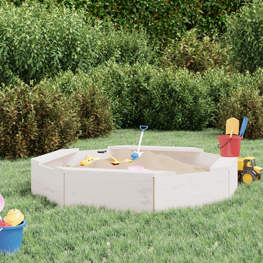 Boîte à sable vidaxl avec bancs octogonal Pine solide blanc