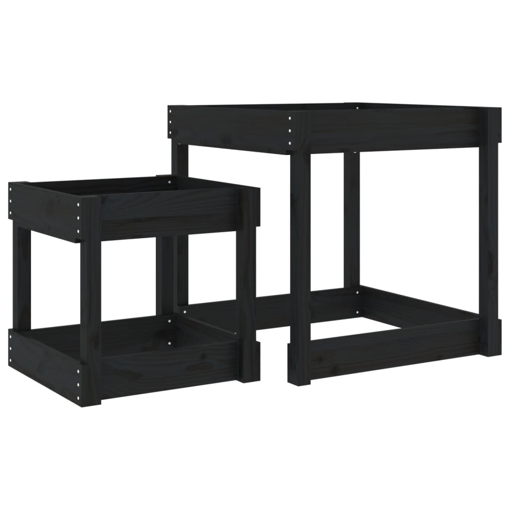 Tables de sable vidaxl 2 pcs en pin massif en bois noir