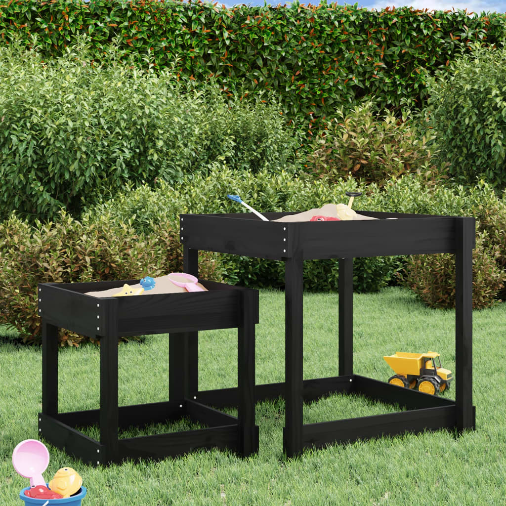 Tables de sable vidaxl 2 pcs en pin massif en bois noir