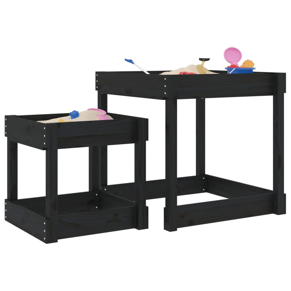 Tables de sable vidaxl 2 pcs en pin massif en bois noir