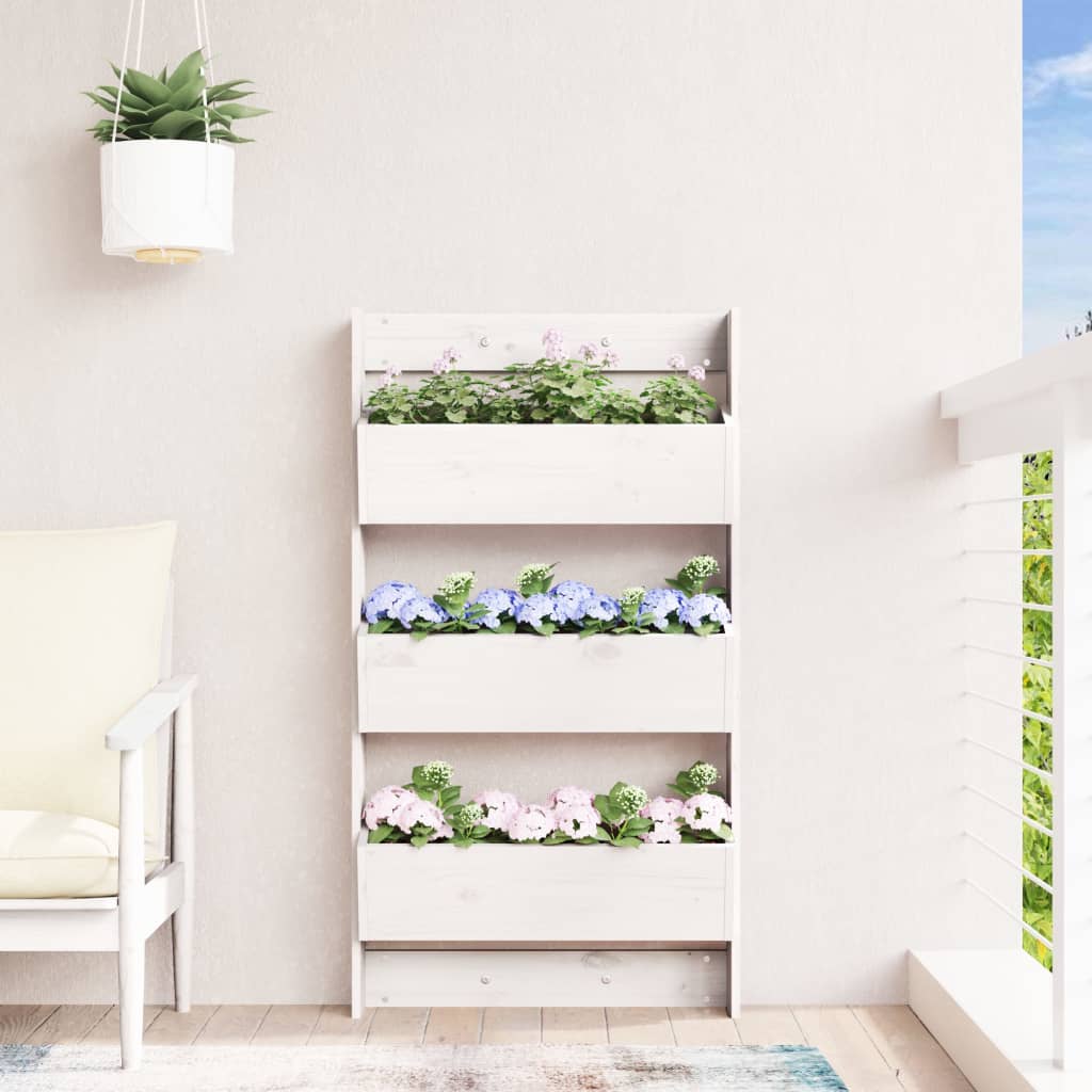 Vidaxl Plannbak Wall Montage 3-LAAGS 60x18.5x110 cm Pine Blanc