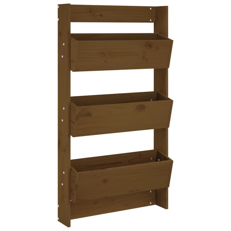 Vidaxl Planter Mur 3 couches 60x18.5x110 cm Brown de miel en bois de pin