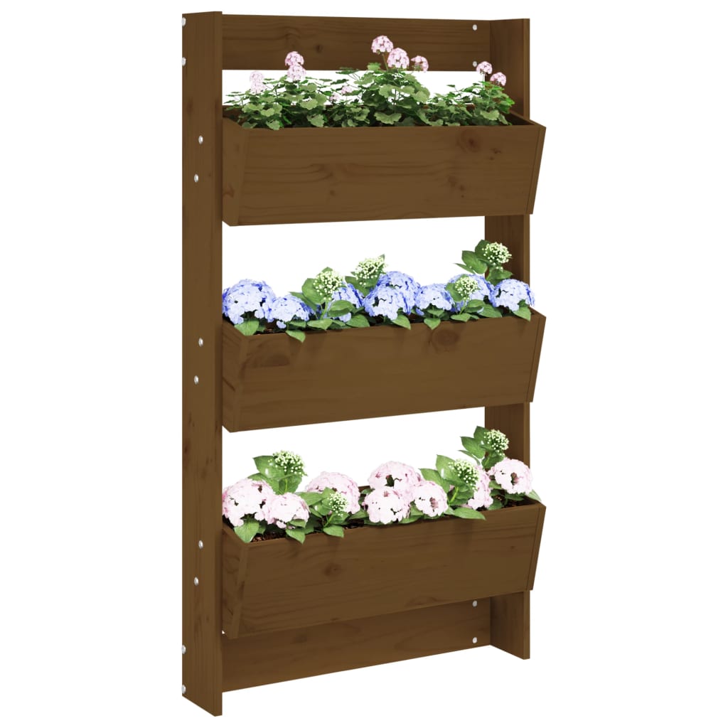 Vidaxl Planter Mur 3 couches 60x18.5x110 cm Brown de miel en bois de pin