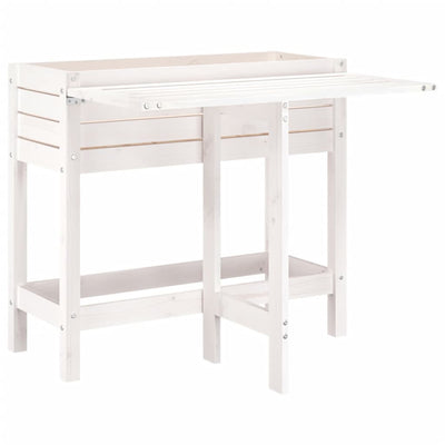Planteur vidaxl avec table de table pliante en pin solide blanc