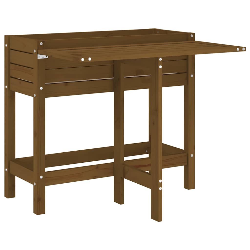 Jardinière vidaxl avec table pliante en bois de pin miel marron