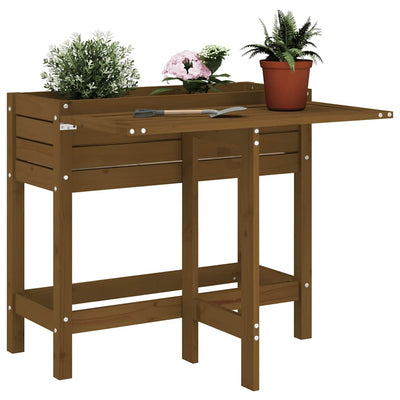 Jardinière vidaxl avec table pliante en bois de pin miel marron