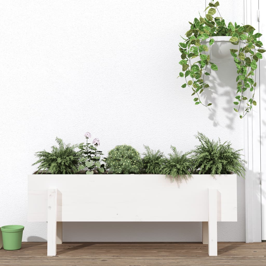 Vidaxx jardinière surélevée 101x30x38 cm bois de pin massif blanc