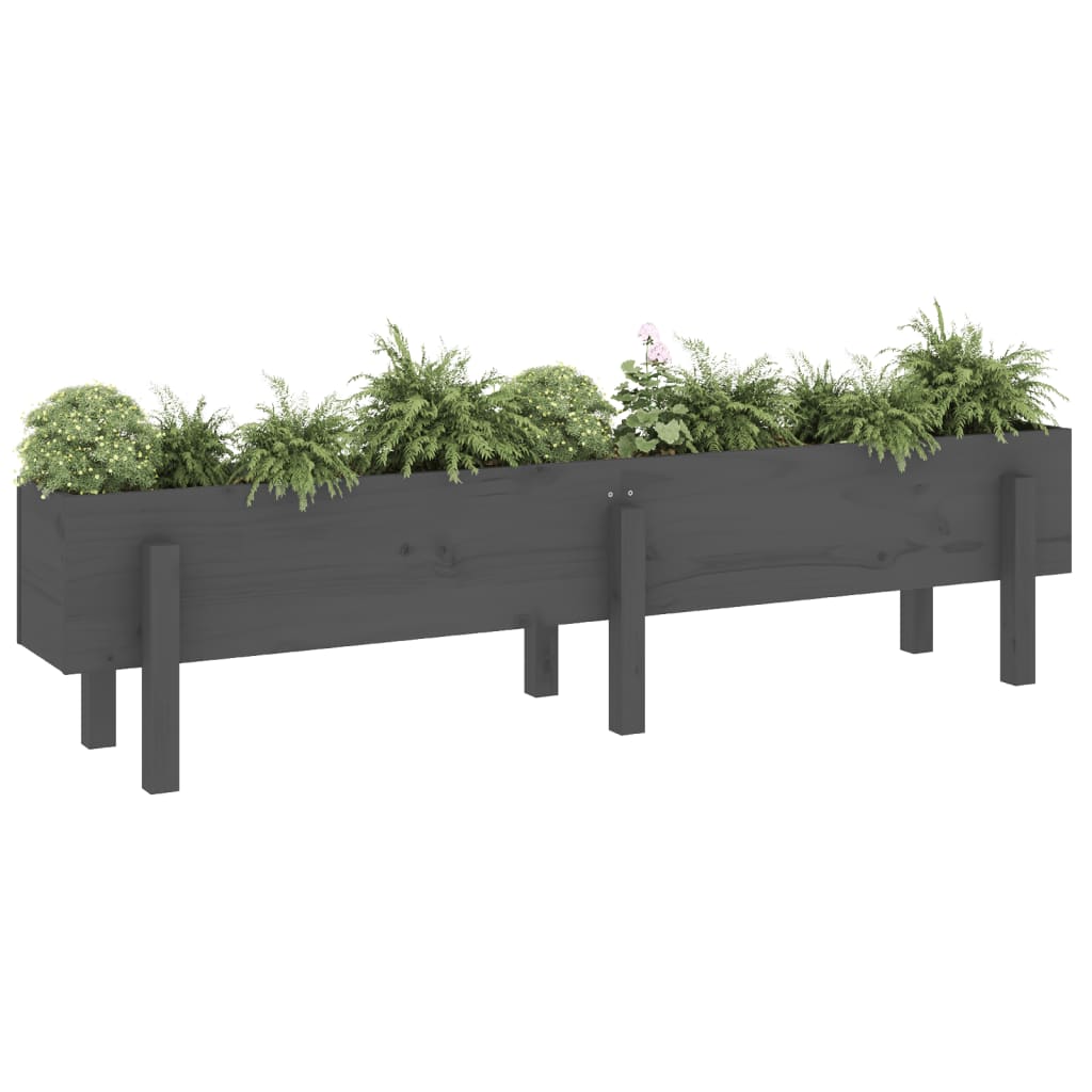 Vidaxl Planter surélevé 160x30x38 cm en pin massif gris