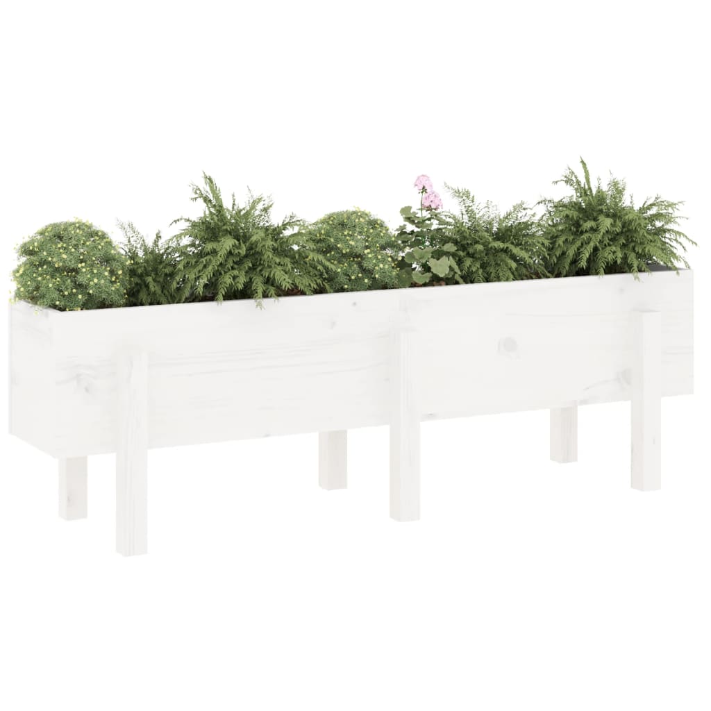 Vidaxl Planter surélevé 121x30x38 cm en pin solide blanc