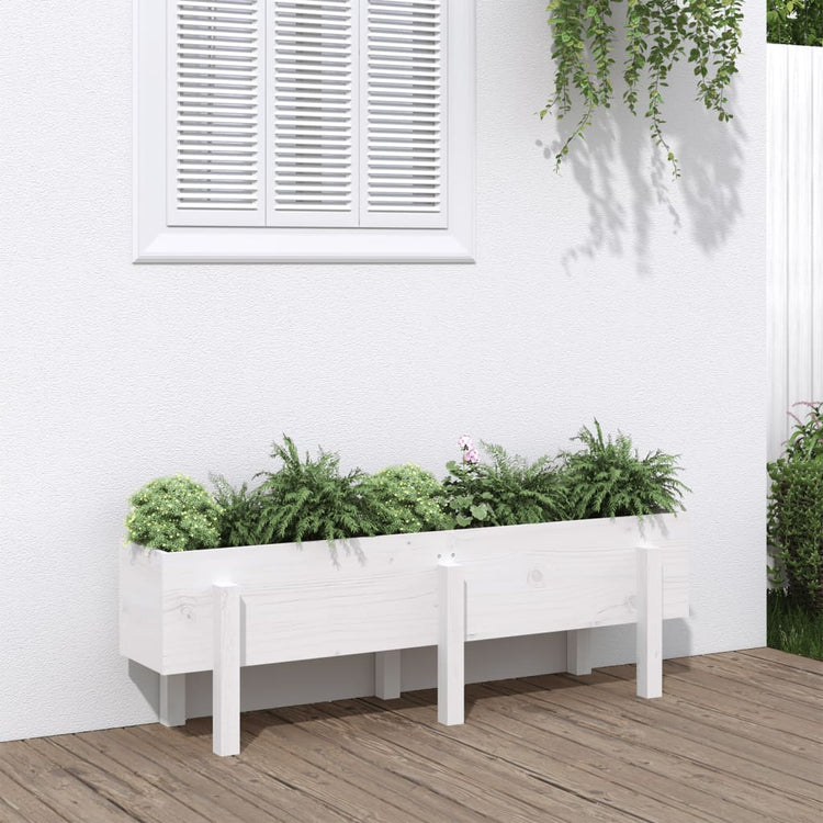 Vidaxl Planter surélevé 121x30x38 cm en pin solide blanc