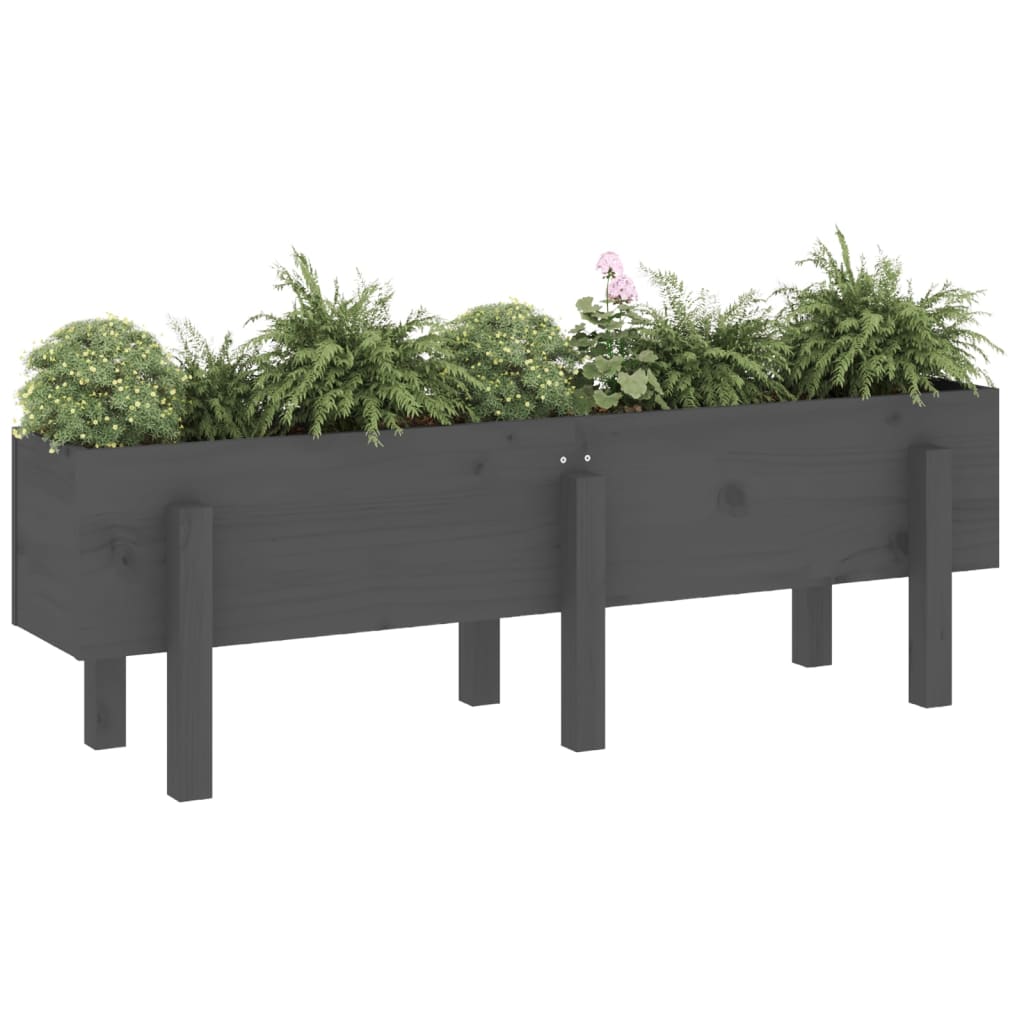 Vidaxl Planter surélevé 121x30x38 cm en pin solide gris