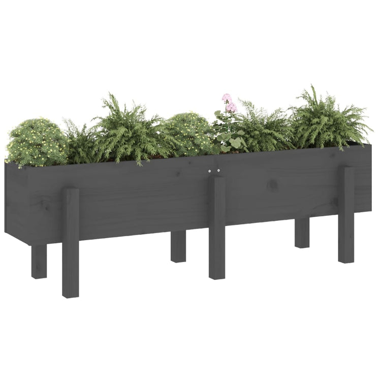 Vidaxl Planter surélevé 121x30x38 cm en pin solide gris