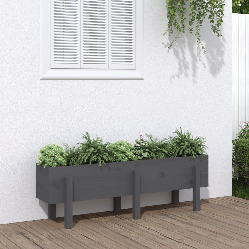 Vidaxl Planter surélevé 121x30x38 cm en pin solide gris