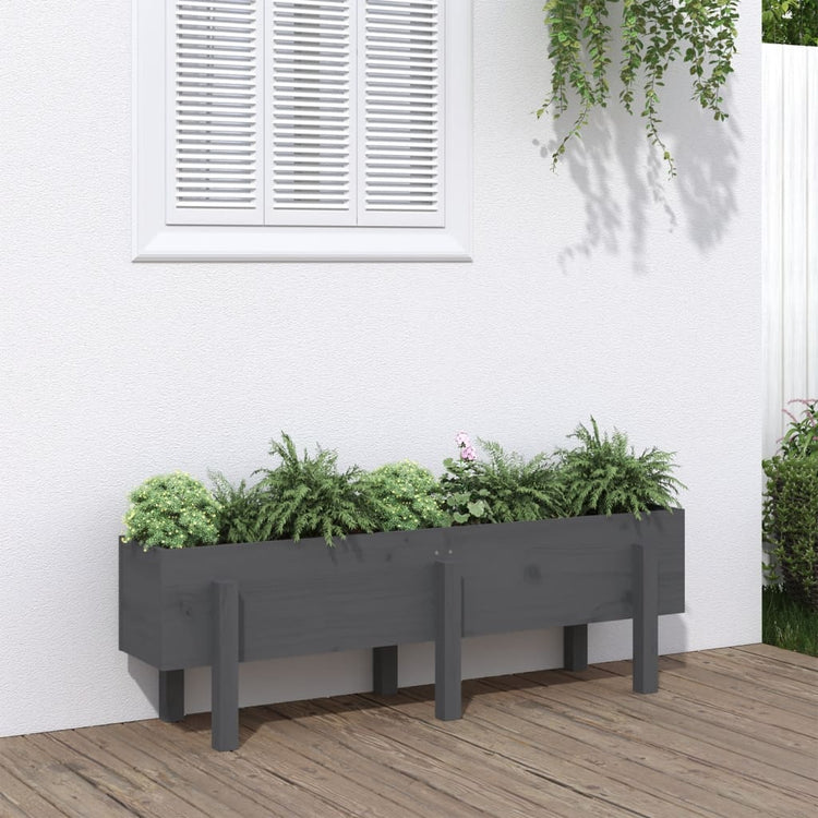 Vidaxl Planter surélevé 121x30x38 cm en pin solide gris