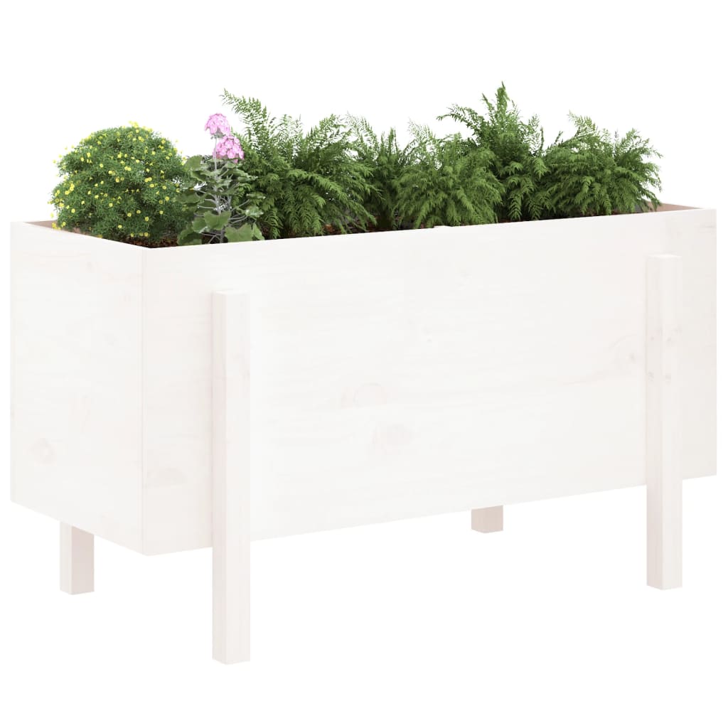 Vidaxl Planter surélevé 101x50x57 cm en pin massif blanc
