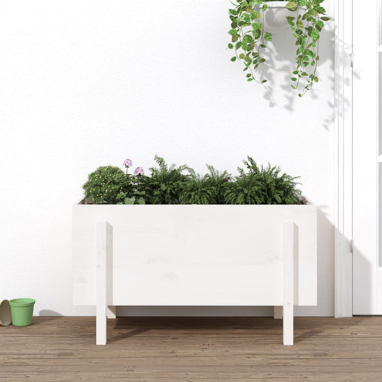 Vidaxl Planter surélevé 101x50x57 cm en pin massif blanc