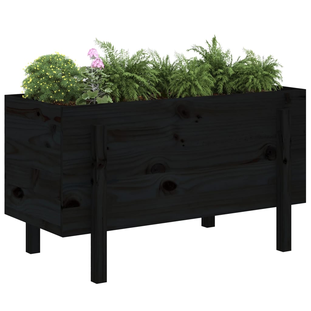 Vidaxl Planter surélevé 101x50x57 cm de pin solide noir