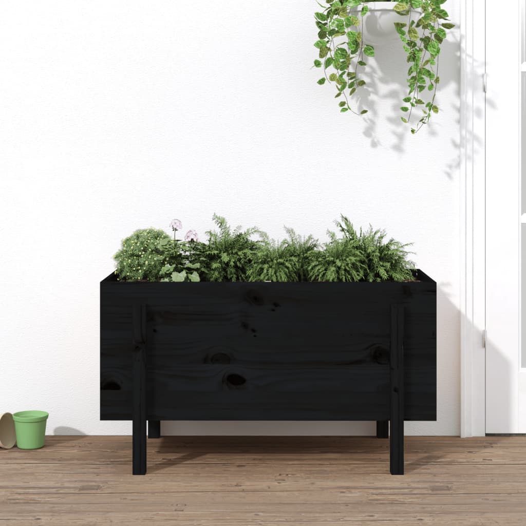 Vidaxl Planter surélevé 101x50x57 cm de pin solide noir
