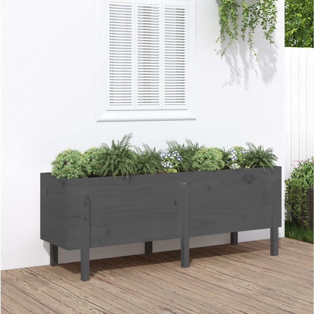 Vidaxl Planter surélevé 160x50x57 cm en pin massif gris