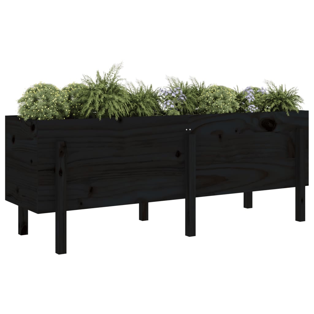 Vidaxl Planter surélevé 160x50x57 cm en pin solide noir