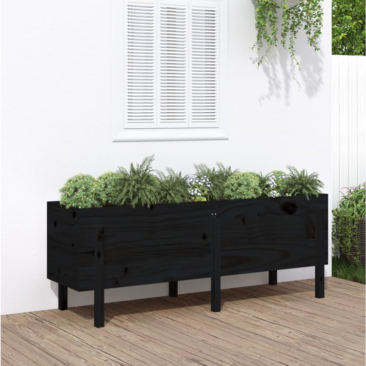 Vidaxl Planter surélevé 160x50x57 cm en pin solide noir