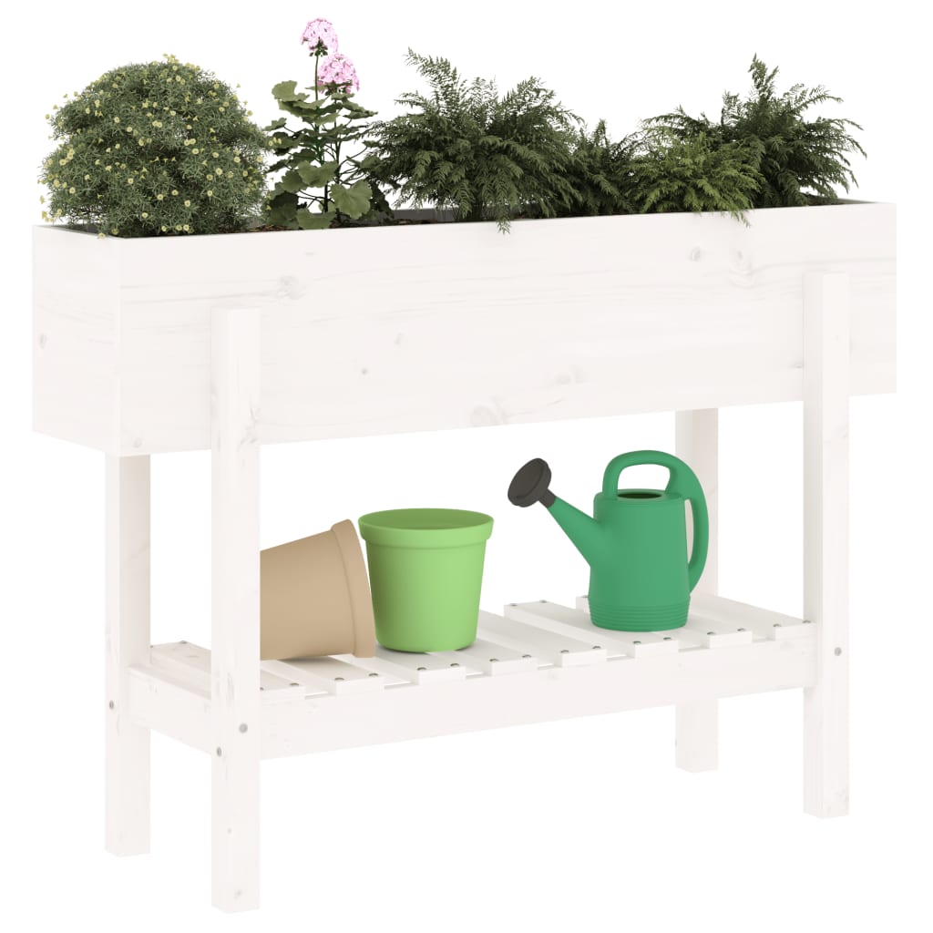 Vidaxl Planter surélevé 101x30x69 cm en pin massif blanc