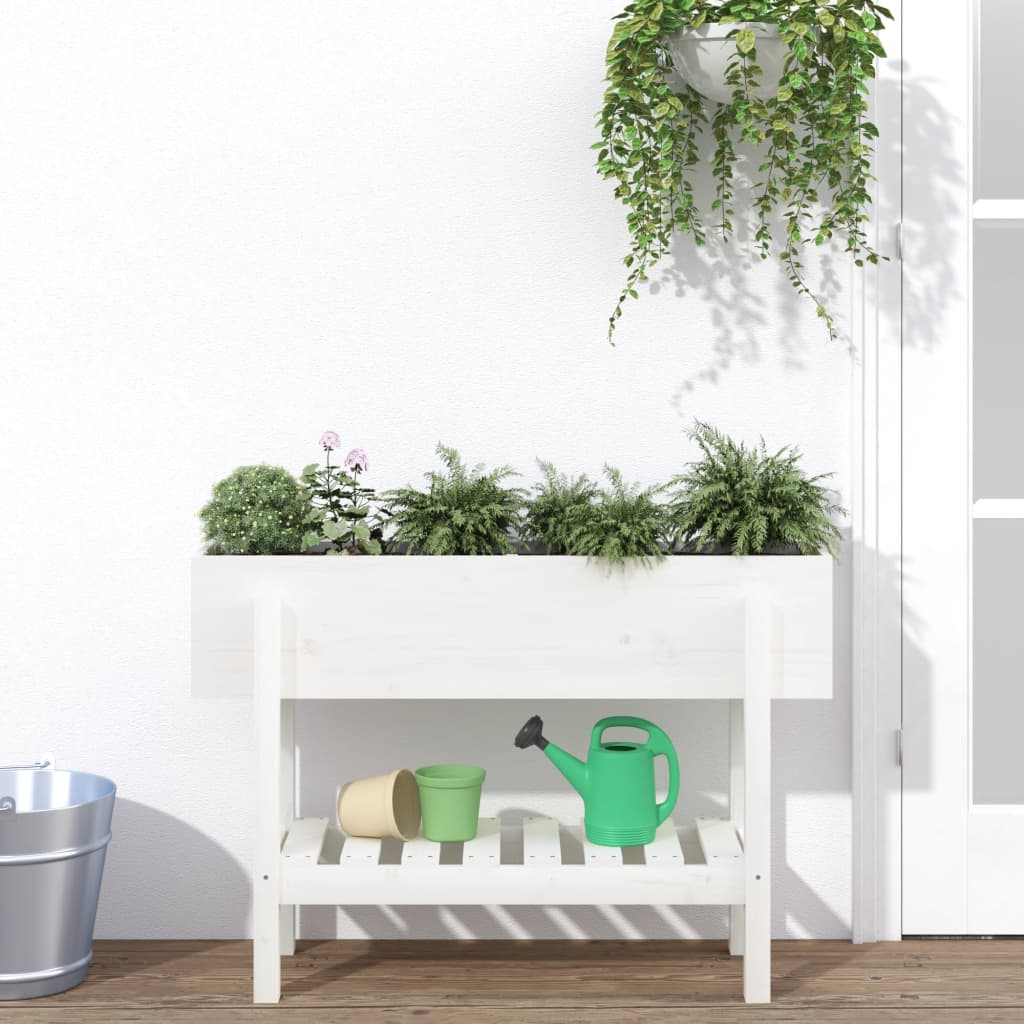 Vidaxl Planter surélevé 101x30x69 cm en pin massif blanc