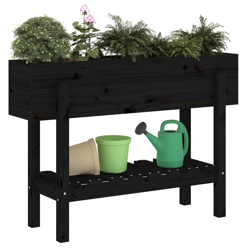 Vidaxl Planning Boîte relevée 101x30x69 cm de pin solide noir