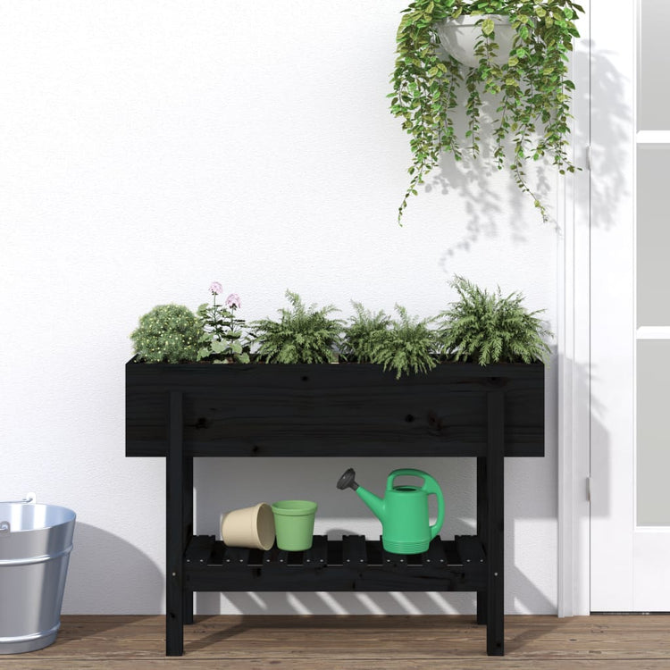 Vidaxl Planning Boîte relevée 101x30x69 cm de pin solide noir