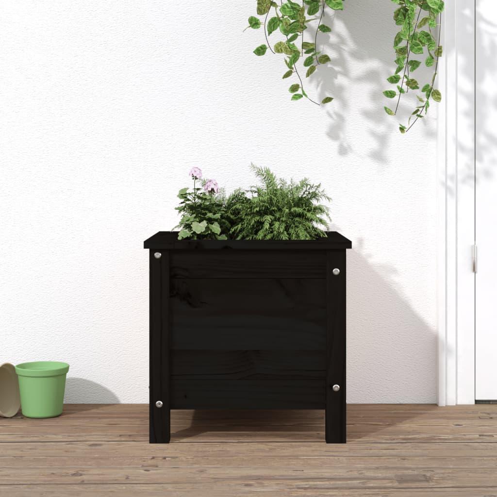 Boîte de planification vidaxl 40x40x39 cm en pin solide noir