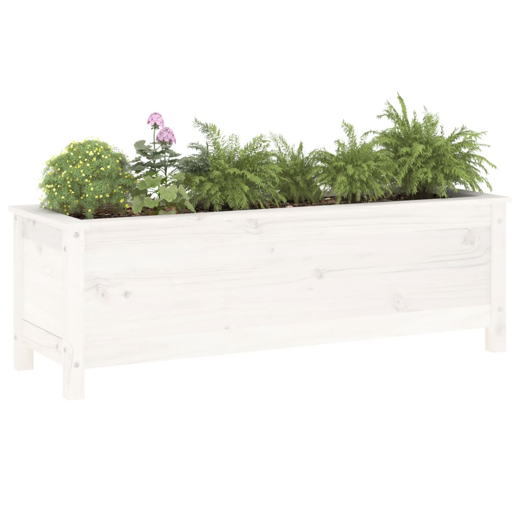 Vidaxl Planter élevé 119.5x40x39 cm en pin solide blanc