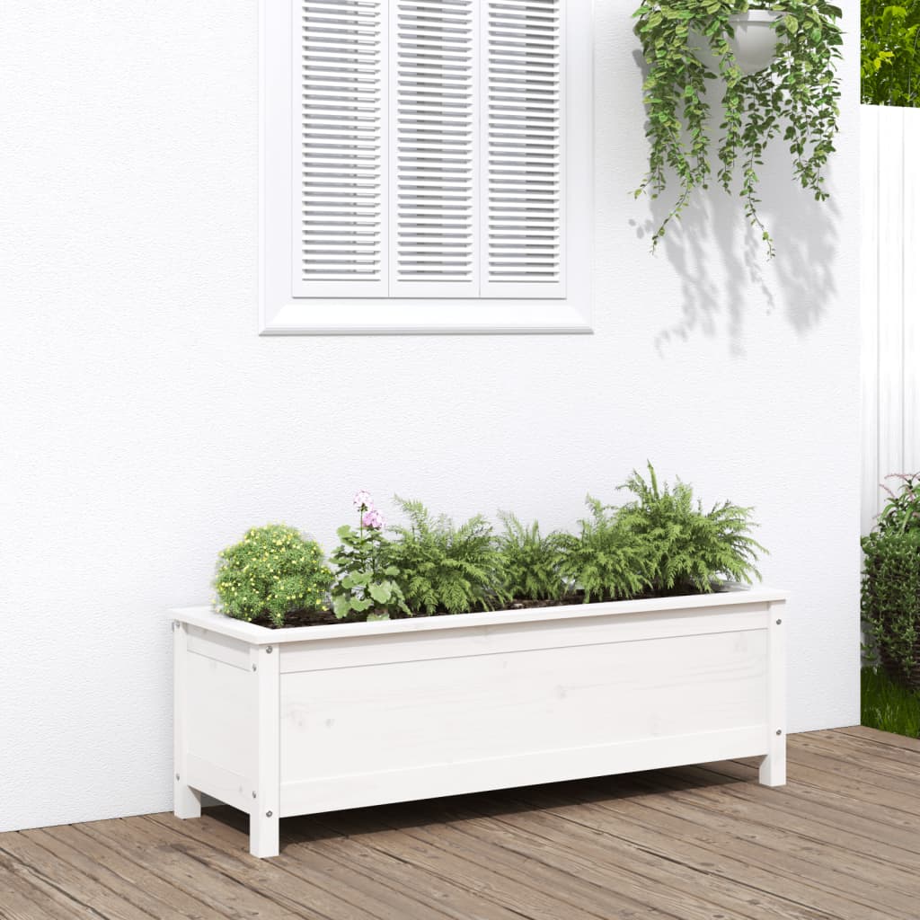 Vidaxl Planter élevé 119.5x40x39 cm en pin solide blanc