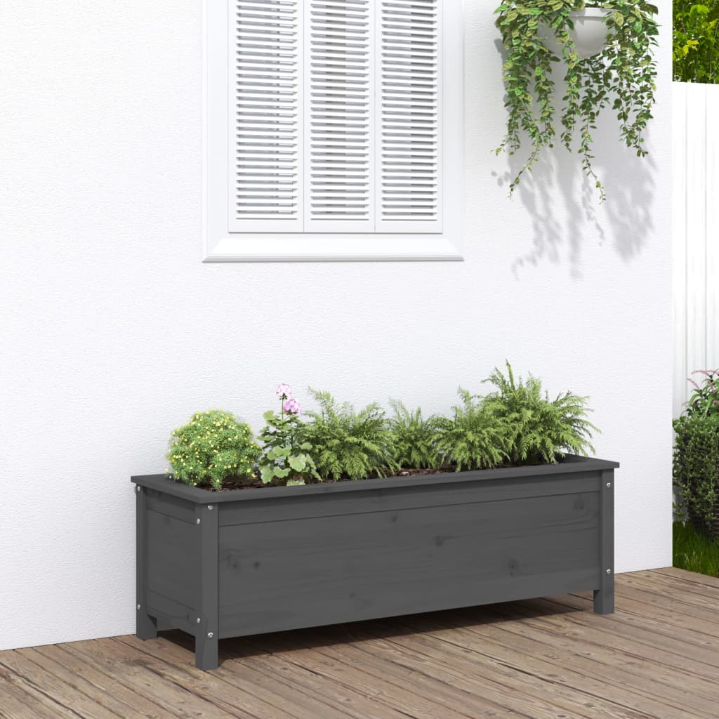 Vidaxl Planter élevé 119.5x40x39 cm en pin solide gris