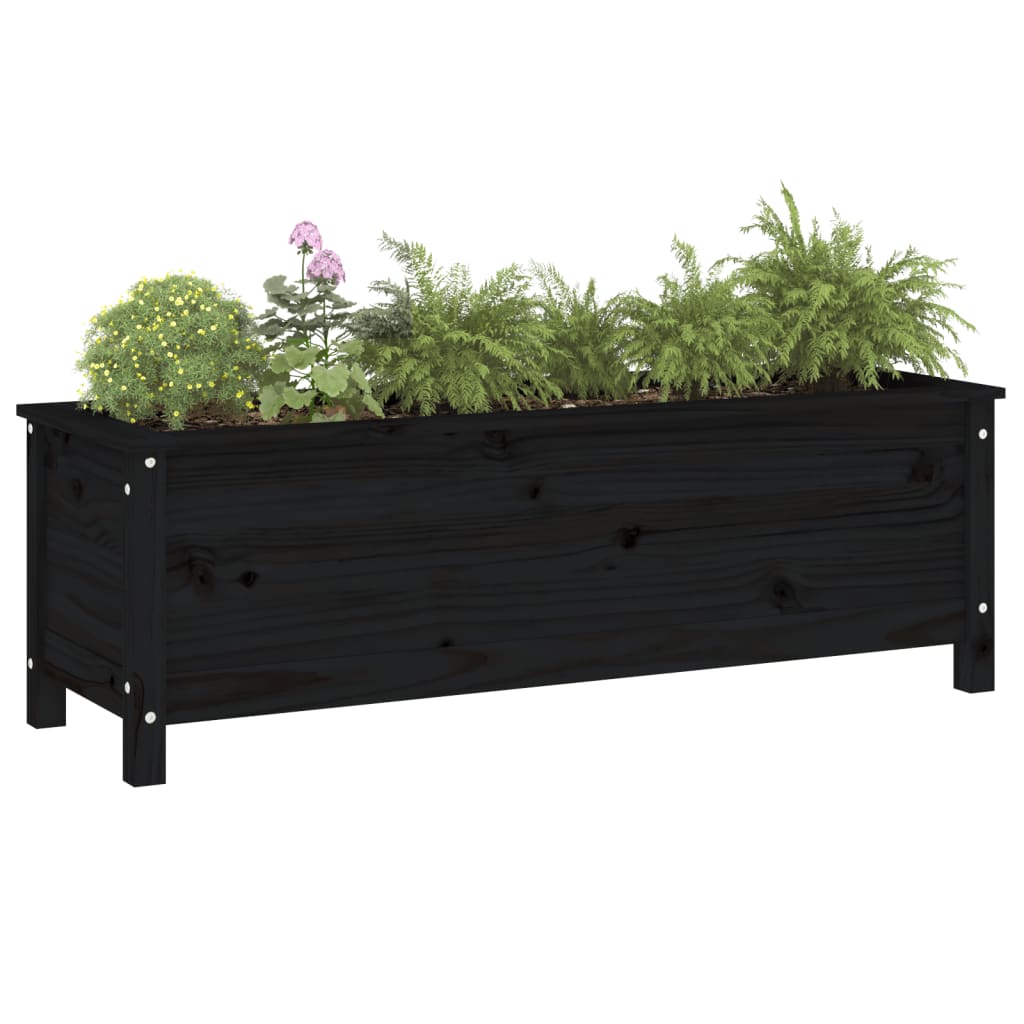 Vidaxl Planter élevé 119.5x40x39 cm en pin solide noir