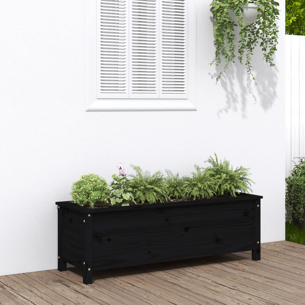Vidaxl Planter élevé 119.5x40x39 cm en pin solide noir
