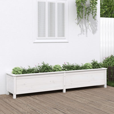 Vidaxl Planter élevé 199.5x40x39 cm en pin solide blanc