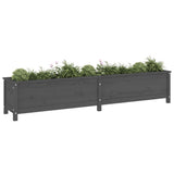 Vidaxl Planter élevé 199.5x40x39 cm en pin solide gris - afbeelding 3